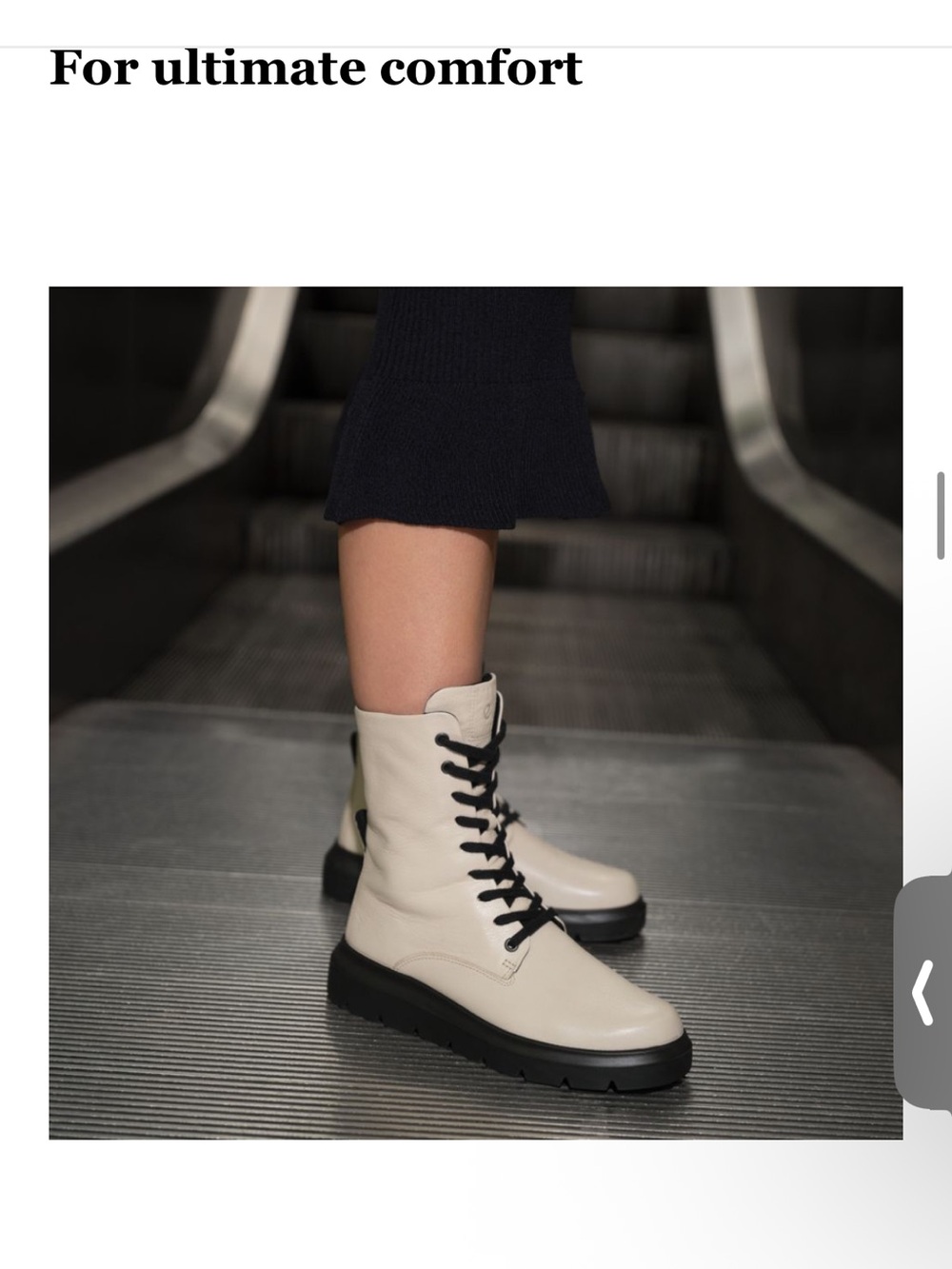 ECCO NOUVELLE WOMEN'S Cream Lace-Up Combat Boots with Black Soles Size 39